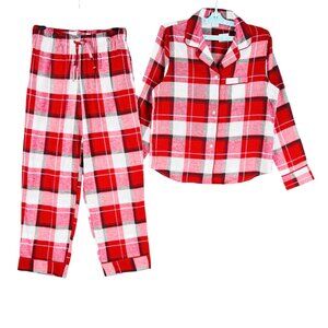 Liz Claiborne Women's Red White 2-Piece Flannel Pajama Set XS NWOT